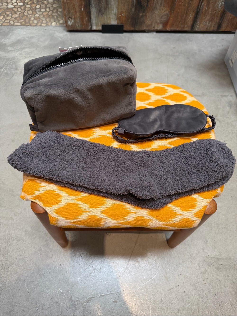 Barefoot Dreams Gray Travel Accessory Set with Eye Mask and Towel